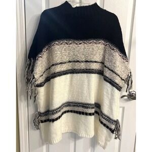 Ana Fringed Sweater Poncho Size L  New with tags